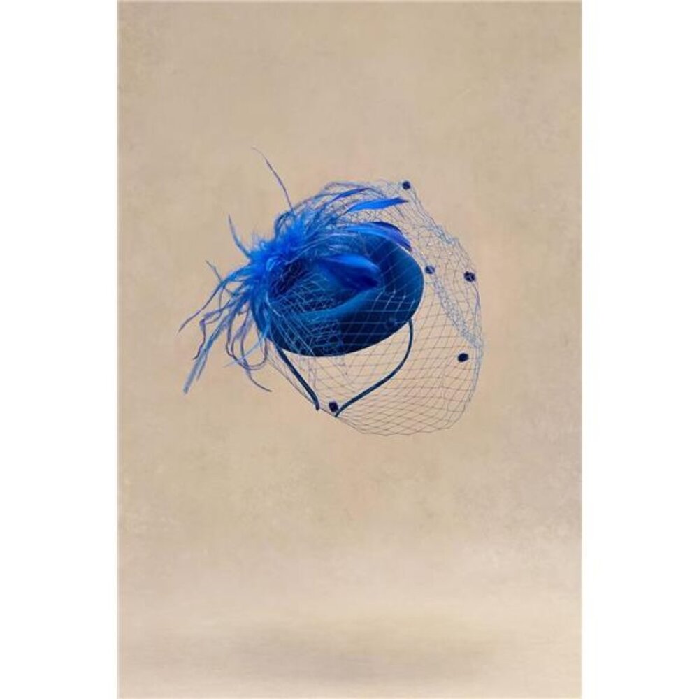 Hat Veil Feather Fascinators Hair Clip Blue - Picture 2 of 5